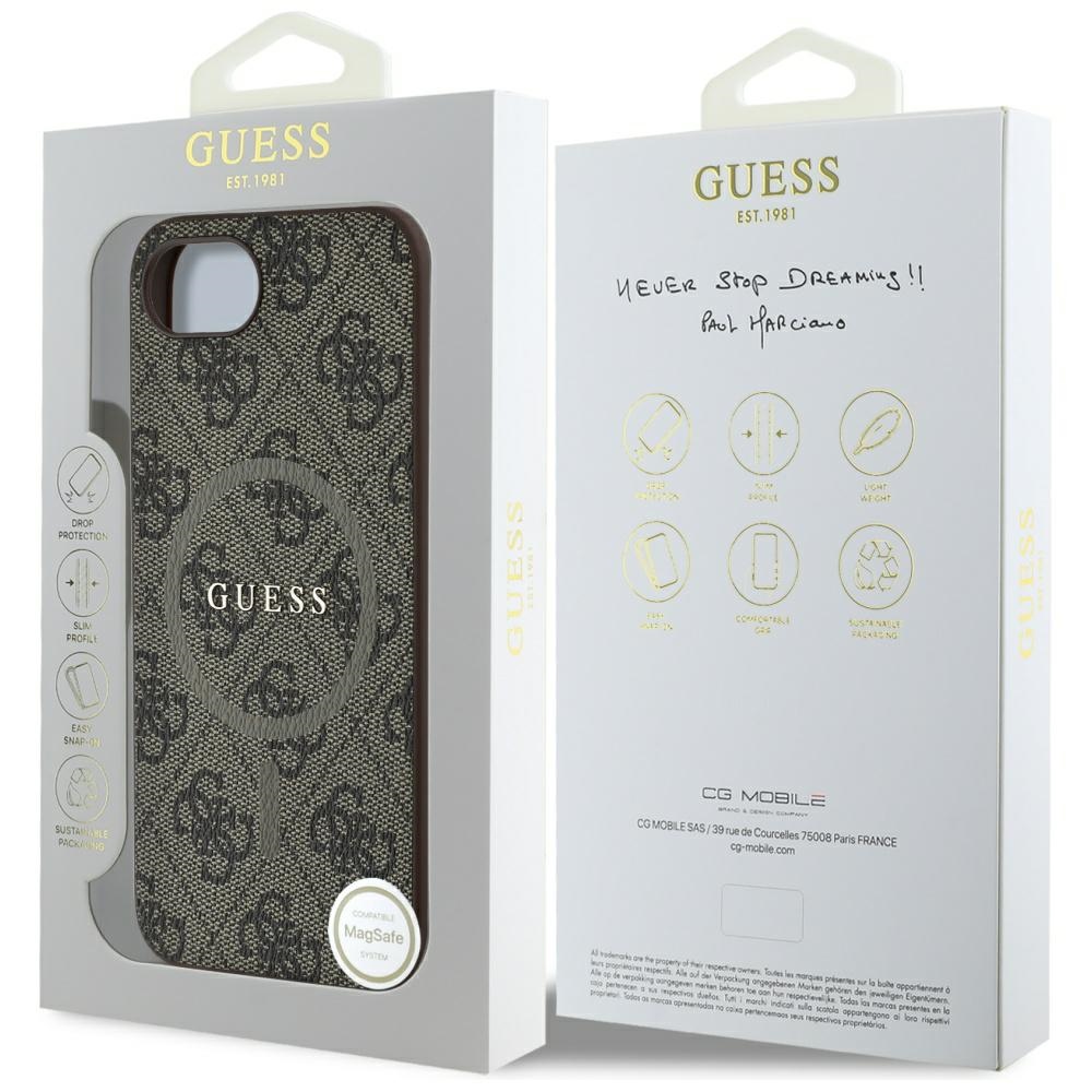 iTok webáruház - Guess Guess 4G Ring Classic Logo MagSafe iPhone 16e tok (barna) 8 Guess 4G Ring Classic Logo MagSafe iPhone 16e Case (barna)