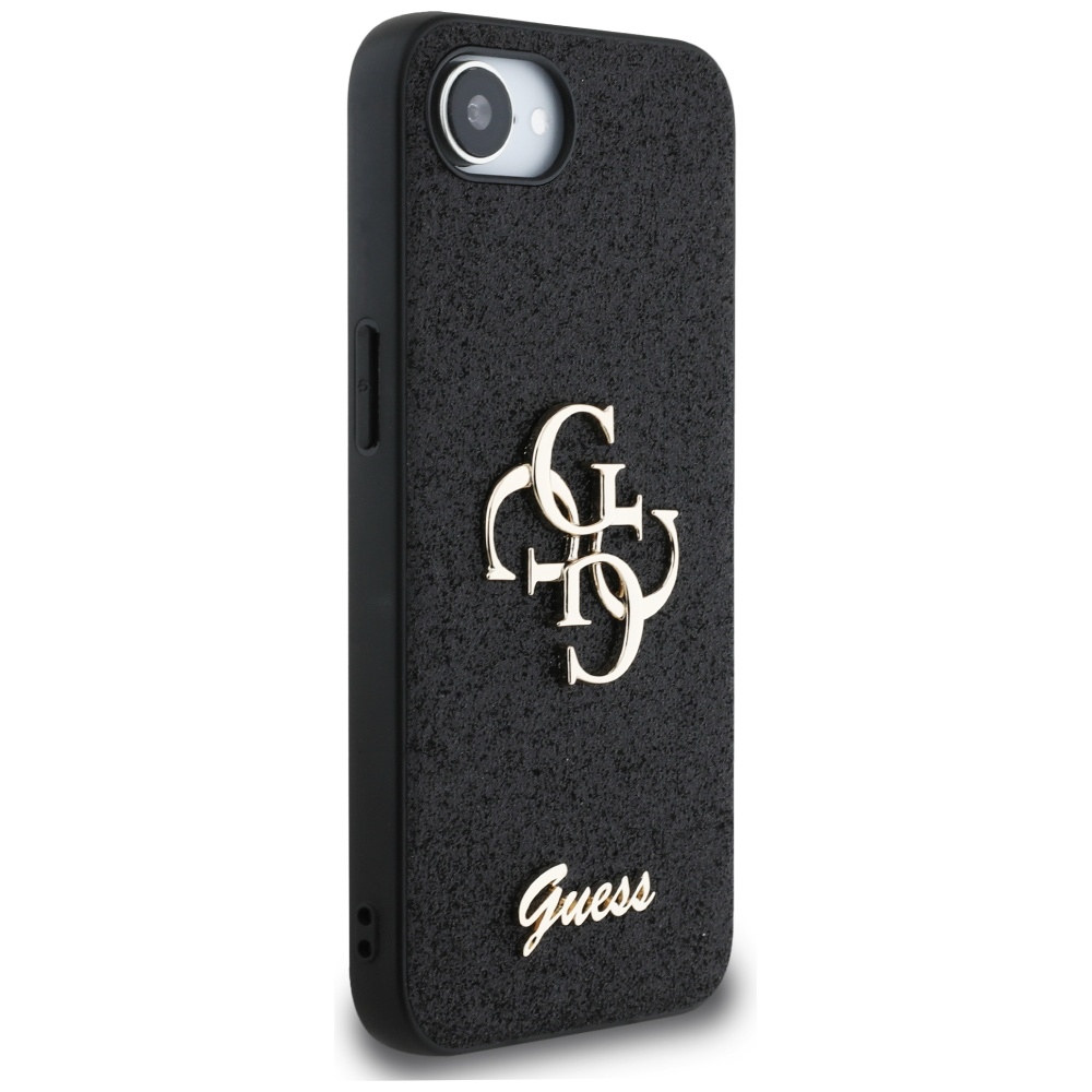 iTok webáruház - Guess Guess Fixed Glitter Big 4G tok iPhone 16e (fekete) 4 Guess Fixed Glitter Big 4G case for iPhone 16e (fekete)