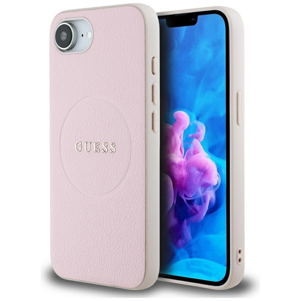 iTok webáruház - Guess Guess Grained Ring MagSafe tok iPhone 16e készülékhez (rózsaszín) 1 Guess Grained Ring MagSafe iPhone 16e Case (rózsaszín)