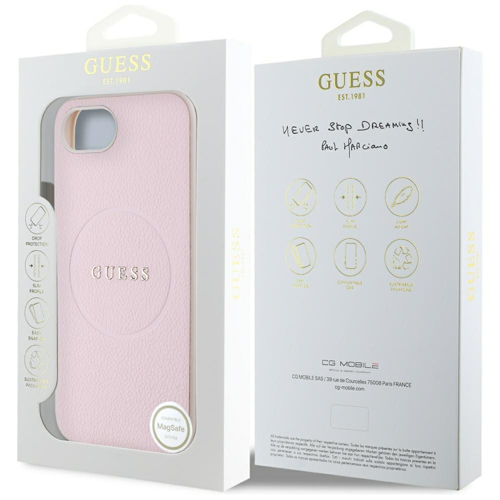 iTok webáruház - Guess Guess Grained Ring MagSafe tok iPhone 16e készülékhez (rózsaszín) 8 Guess Grained Ring MagSafe iPhone 16e Case (rózsaszín)