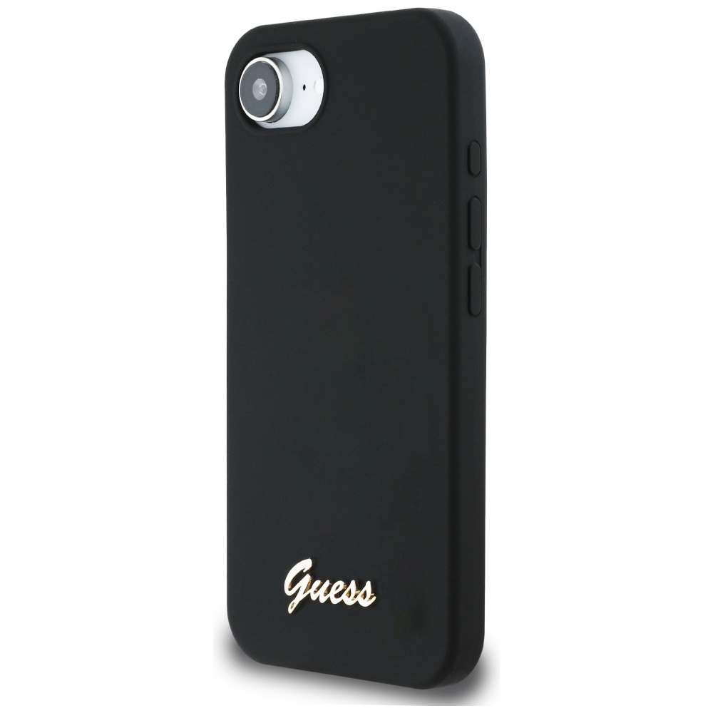 iTok webáruház - Guess Guess Silicone Script Metal Logo MagSafe tok iPhone 16e készülékhez (fekete) 2 Guess Silicone Script Metal Logo MagSafe iPhone 16e Case (fekete)