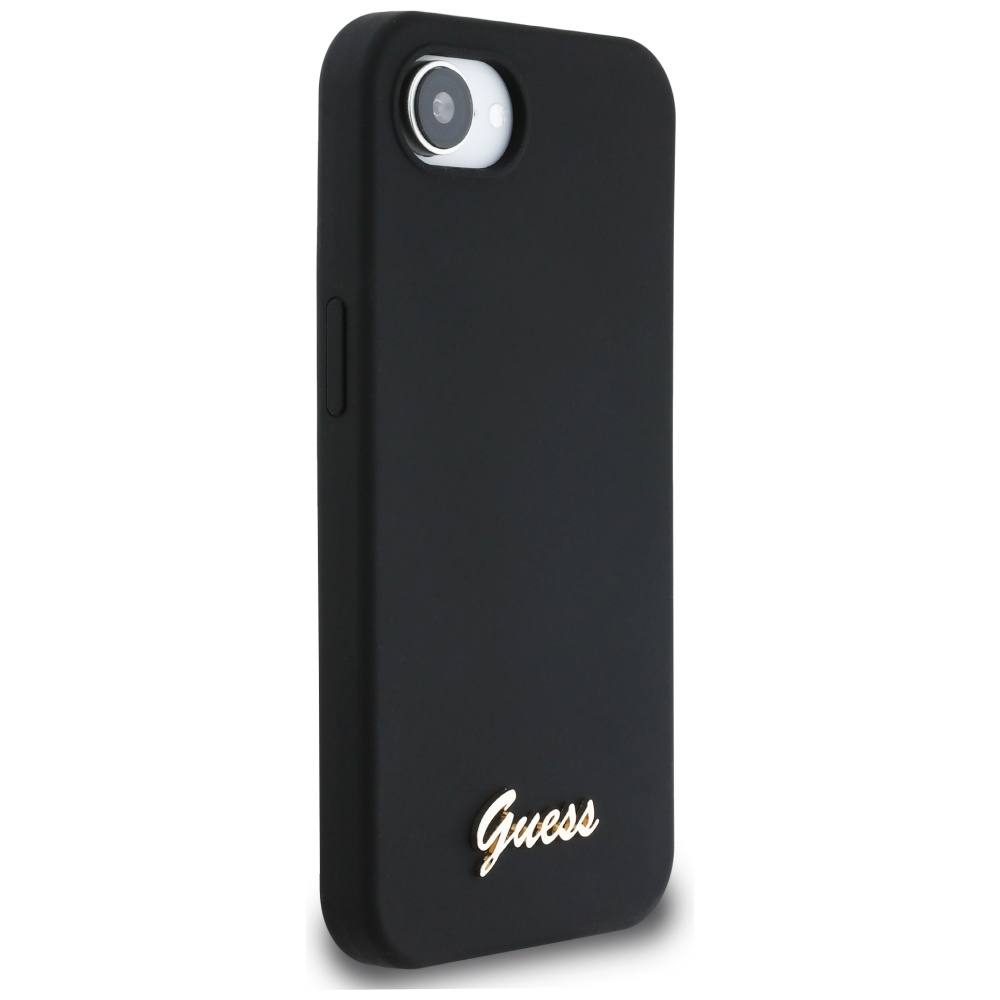 iTok webáruház - Guess Guess Silicone Script Metal Logo MagSafe tok iPhone 16e készülékhez (fekete) 4 Guess Silicone Script Metal Logo MagSafe iPhone 16e Case (fekete)