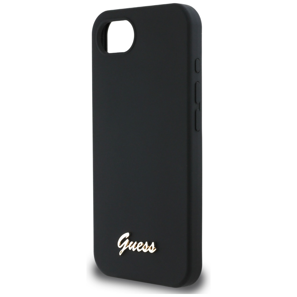 iTok webáruház - Guess Guess Silicone Script Metal Logo MagSafe tok iPhone 16e készülékhez (fekete) 6 Guess Silicone Script Metal Logo MagSafe iPhone 16e Case (fekete)