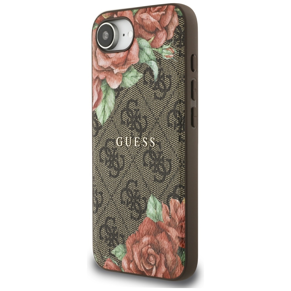 iTok webáruház - Guess Guess 4G Flowers Print MagSafe tok iPhone 16e készülékhez (barna) 2 Guess 4G Flowers Print MagSafe case for iPhone 16e (barna)