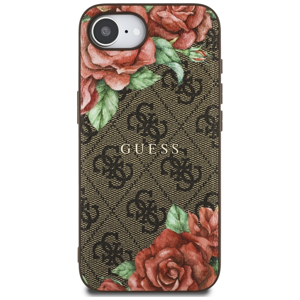 iTok webáruház - Guess Guess 4G Flowers Print MagSafe tok iPhone 16e készülékhez (barna) 3 Guess 4G Flowers Print MagSafe case for iPhone 16e (barna)
