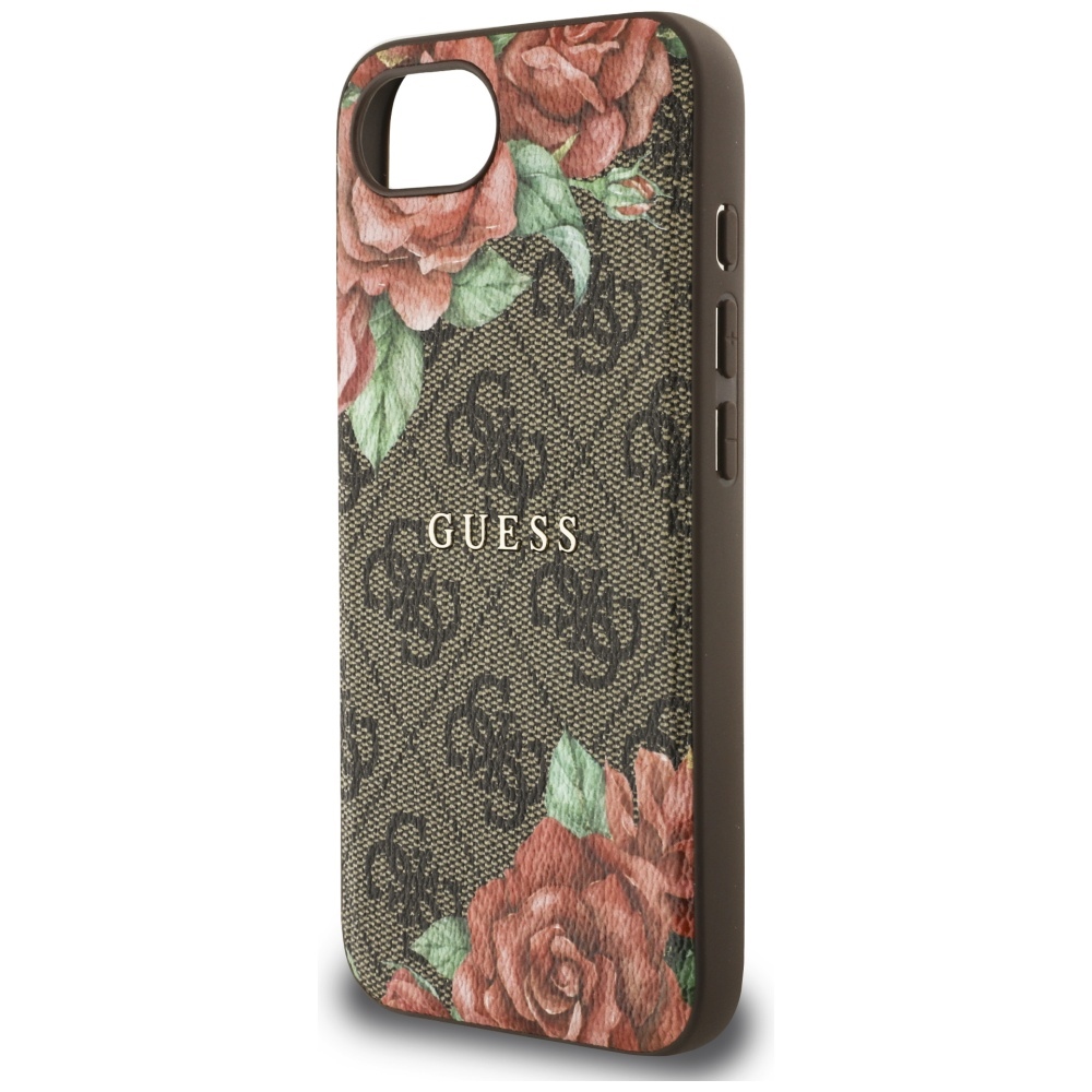 iTok webáruház - Guess Guess 4G Flowers Print MagSafe tok iPhone 16e készülékhez (barna) 6 Guess 4G Flowers Print MagSafe case for iPhone 16e (barna)