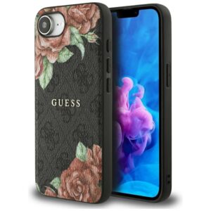 Guess 4G Flowers Print MagSafe tok iPhone 16e-hez (fekete)