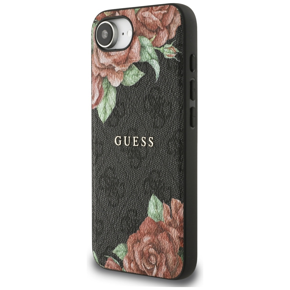 iTok webáruház - Guess Guess 4G Flowers Print MagSafe tok iPhone 16e-hez (fekete) 2 Guess 4G Flowers Print MagSafe case for iPhone 16e (fekete)
