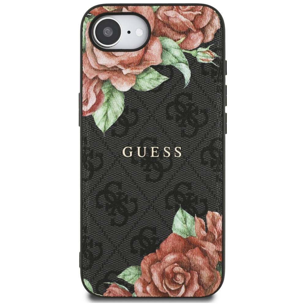 iTok webáruház - Guess Guess 4G Flowers Print MagSafe tok iPhone 16e-hez (fekete) 3 Guess 4G Flowers Print MagSafe case for iPhone 16e (fekete)