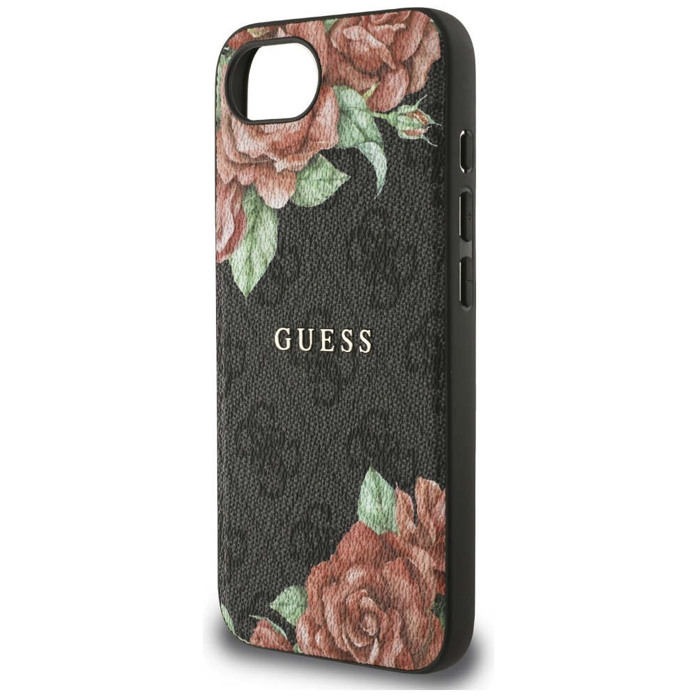 iTok webáruház - Guess Guess 4G Flowers Print MagSafe tok iPhone 16e-hez (fekete) 6 Guess 4G Flowers Print MagSafe case for iPhone 16e (fekete)