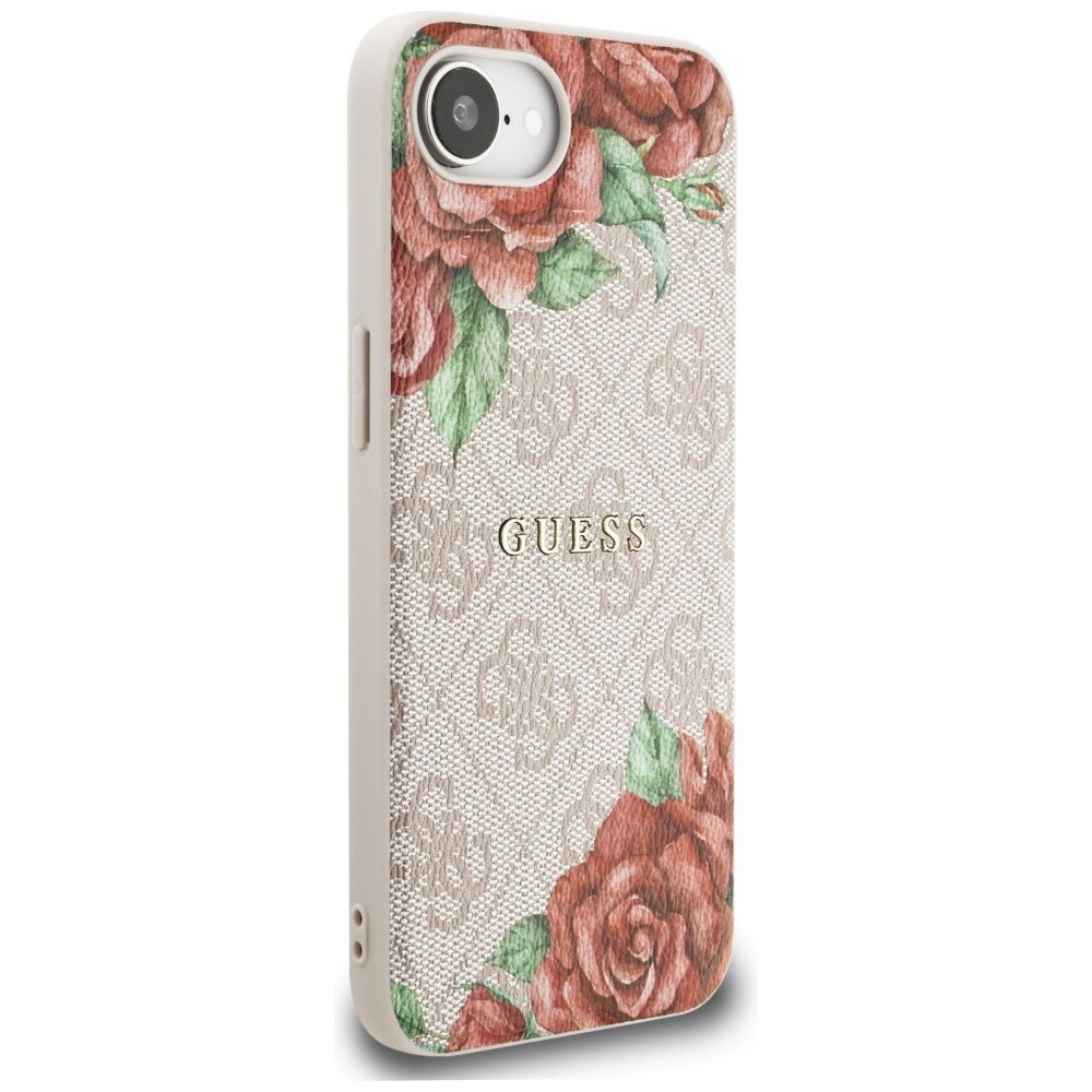 iTok webáruház - Guess Guess 4G Flowers Print MagSafe tok iPhone 16e-hez (rózsaszín) 4 Guess 4G Flowers Print MagSafe iPhone 16e Case (rózsaszín)