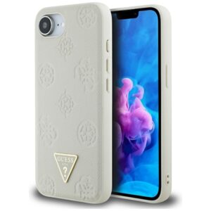 Guess Grained Hot Stamp Peony Triangle Logo MagSafe tok iPhone 16e-hez (bézs)