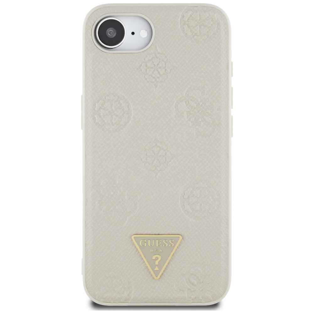 iTok webáruház - Guess Guess Grained Hot Stamp Peony Triangle Logo MagSafe tok iPhone 16e-hez (bézs) 3 Guess Grained Hot Stamp Peony Triangle Logo MagSafe case for iPhone 16e (bézs)