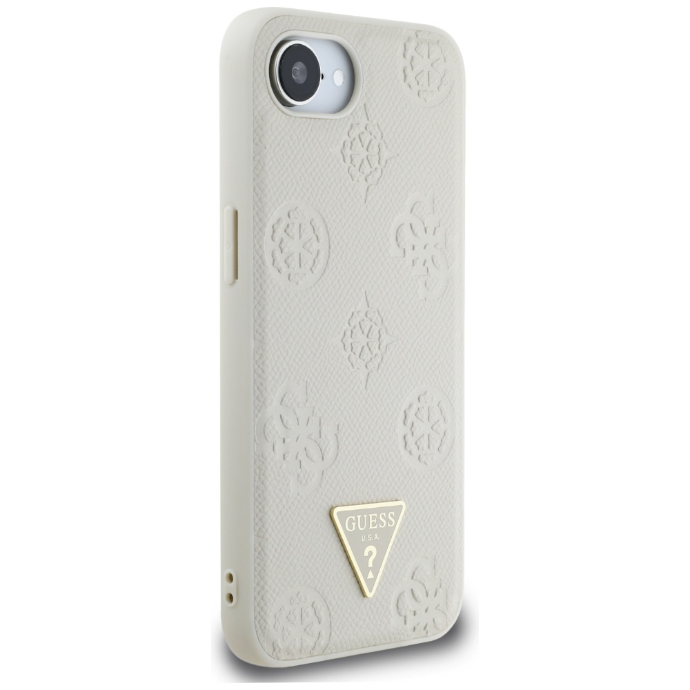 iTok webáruház - Guess Guess Grained Hot Stamp Peony Triangle Logo MagSafe tok iPhone 16e-hez (bézs) 4 Guess Grained Hot Stamp Peony Triangle Logo MagSafe case for iPhone 16e (bézs)