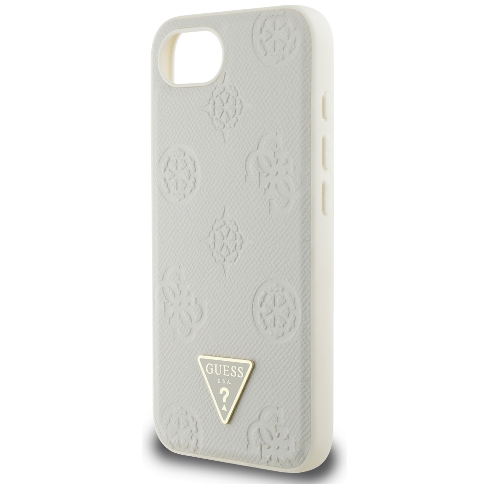 iTok webáruház - Guess Guess Grained Hot Stamp Peony Triangle Logo MagSafe tok iPhone 16e-hez (bézs) 6 Guess Grained Hot Stamp Peony Triangle Logo MagSafe case for iPhone 16e (bézs)