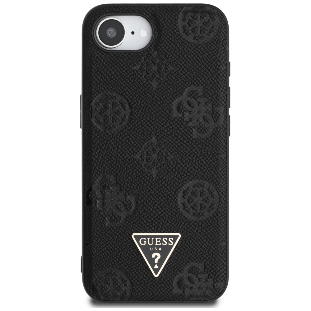 iTok webáruház - Guess Guess Grained Hot Stamp Peony Triangle Logo MagSafe tok iPhone 16e-hez (fekete) 3 Guess Grained Hot Stamp Peony Triangle Logo MagSafe Case for iPhone 16e (fekete)