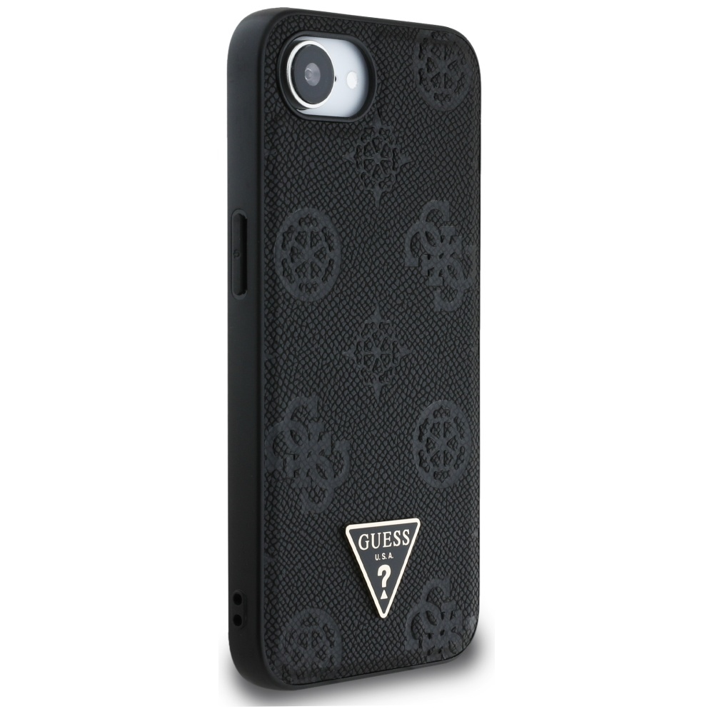 iTok webáruház - Guess Guess Grained Hot Stamp Peony Triangle Logo MagSafe tok iPhone 16e-hez (fekete) 4 Guess Grained Hot Stamp Peony Triangle Logo MagSafe Case for iPhone 16e (fekete)