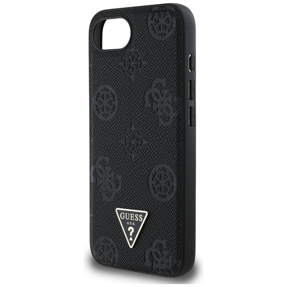 iTok webáruház - Guess Guess Grained Hot Stamp Peony Triangle Logo MagSafe tok iPhone 16e-hez (fekete) 6 Guess Grained Hot Stamp Peony Triangle Logo MagSafe Case for iPhone 16e (fekete)