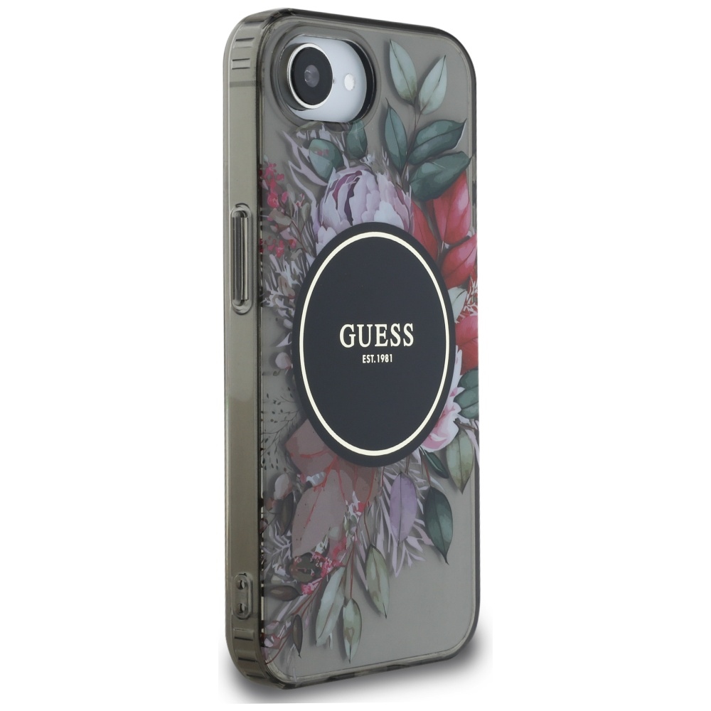 iTok webáruház - Guess Guess IML Flowers MagSafe tok iPhone 16e készülékhez (fekete) 4 Guess IML Flowers MagSafe iPhone 16e Case (fekete)