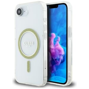 Guess IML Glitter Circle MagSafe tok iPhone 16e – átlátszó (átlátszó)