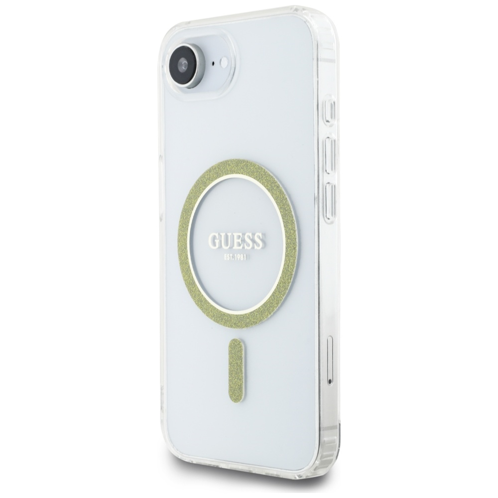 iTok webáruház - Guess Guess IML Glitter Circle MagSafe tok iPhone 16e – átlátszó (átlátszó) 2 Guess IML Glitter Circle MagSafe iPhone 16e Case (átlátszó)
