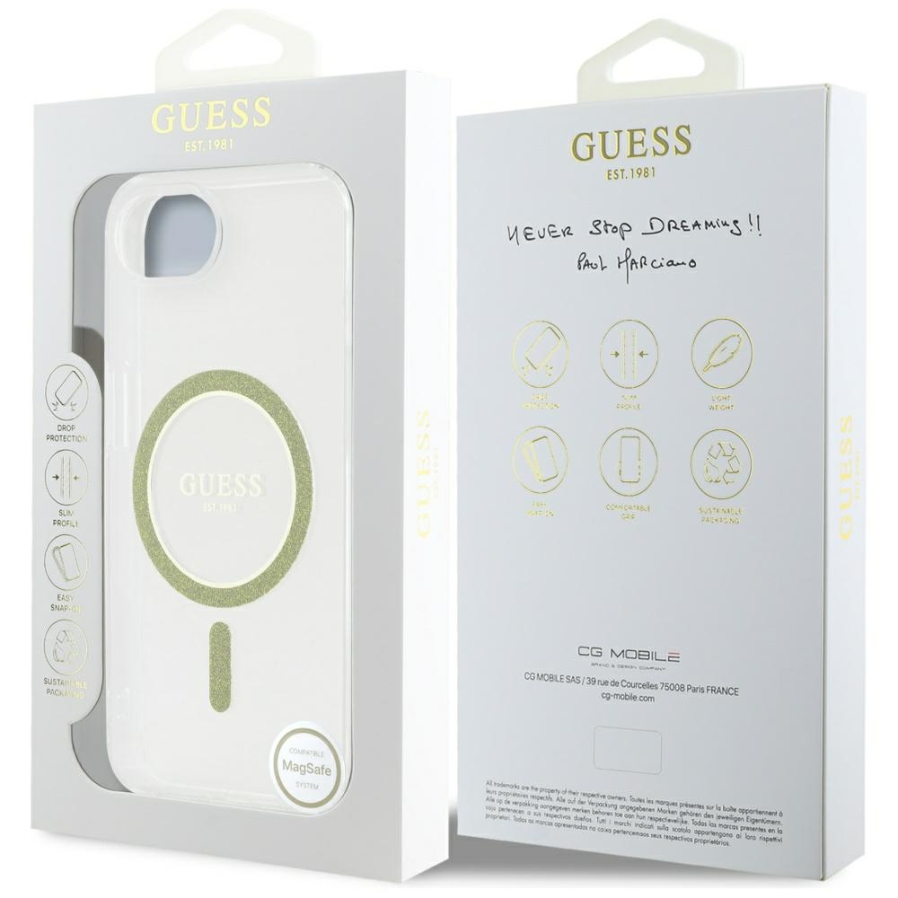 iTok webáruház - Guess Guess IML Glitter Circle MagSafe tok iPhone 16e – átlátszó (átlátszó) 8 Guess IML Glitter Circle MagSafe iPhone 16e Case (átlátszó)
