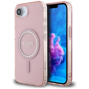 Guess IML Glitter Circle MagSafe tok iPhone 16e készülékhez (rózsaszín)