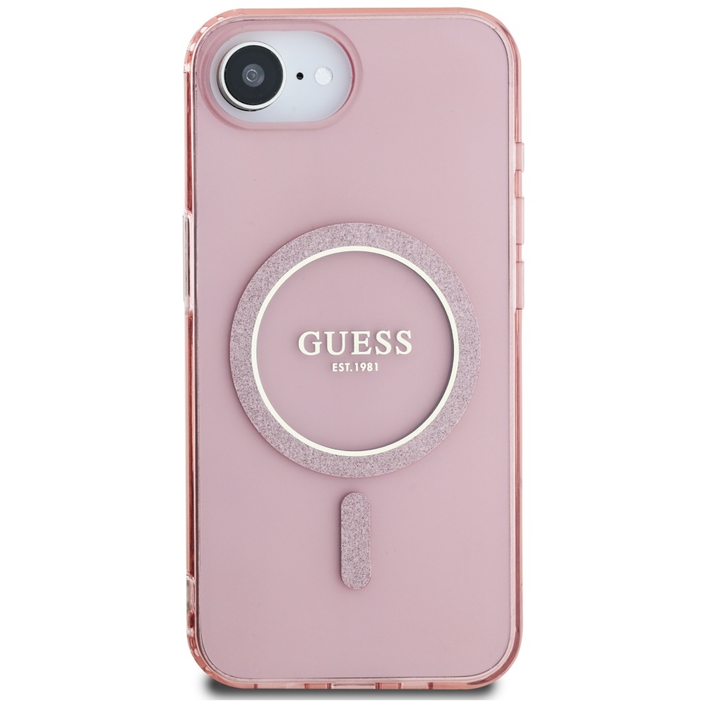 iTok webáruház - Guess Guess IML Glitter Circle MagSafe tok iPhone 16e készülékhez (rózsaszín) 3 Guess IML Glitter Circle MagSafe case for iPhone 16e (rózsaszín)
