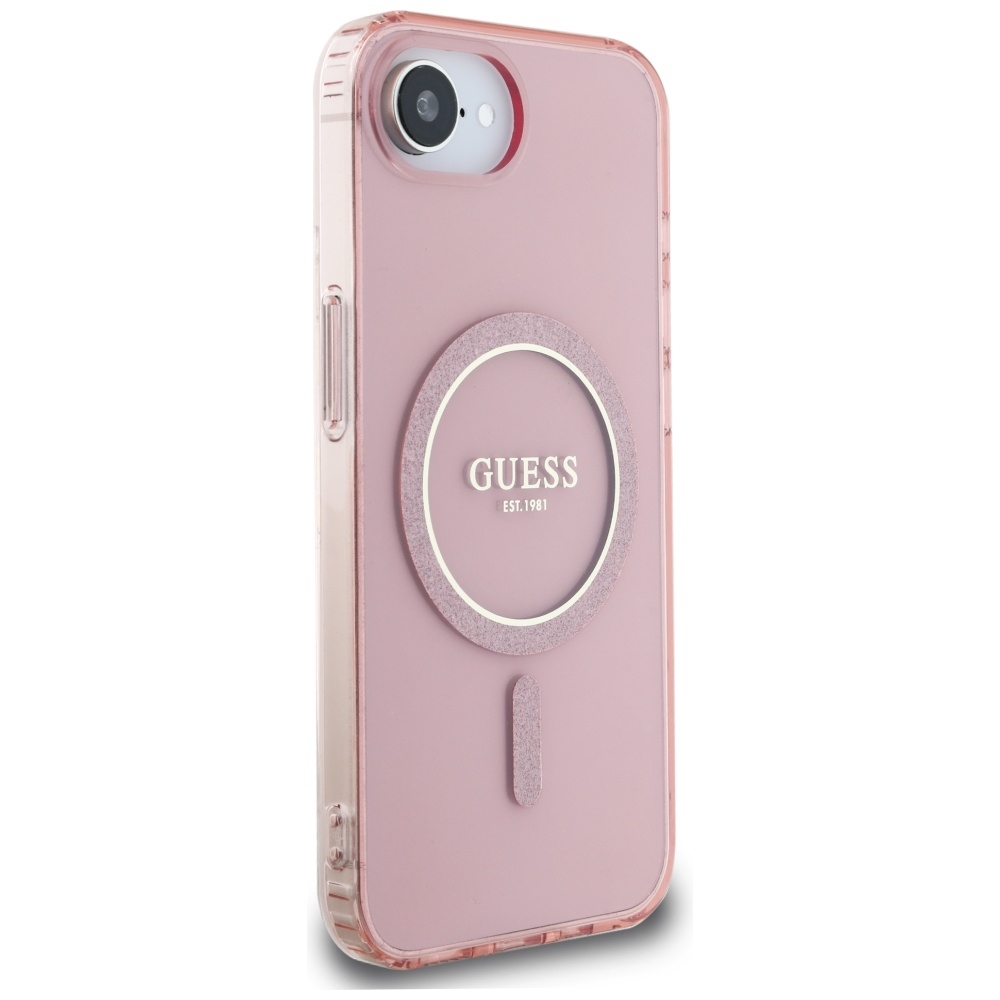 iTok webáruház - Guess Guess IML Glitter Circle MagSafe tok iPhone 16e készülékhez (rózsaszín) 4 Guess IML Glitter Circle MagSafe case for iPhone 16e (rózsaszín)