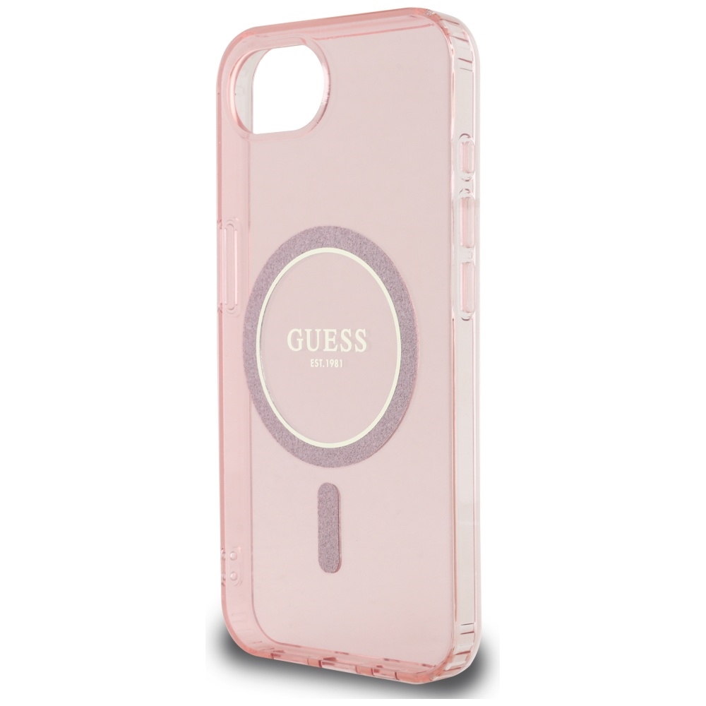 iTok webáruház - Guess Guess IML Glitter Circle MagSafe tok iPhone 16e készülékhez (rózsaszín) 6 Guess IML Glitter Circle MagSafe case for iPhone 16e (rózsaszín)