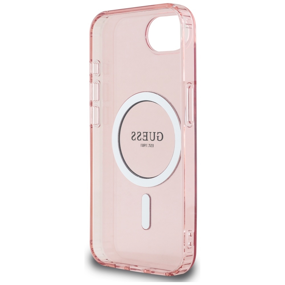 iTok webáruház - Guess Guess IML Glitter Circle MagSafe tok iPhone 16e készülékhez (rózsaszín) 7 Guess IML Glitter Circle MagSafe case for iPhone 16e (rózsaszín)