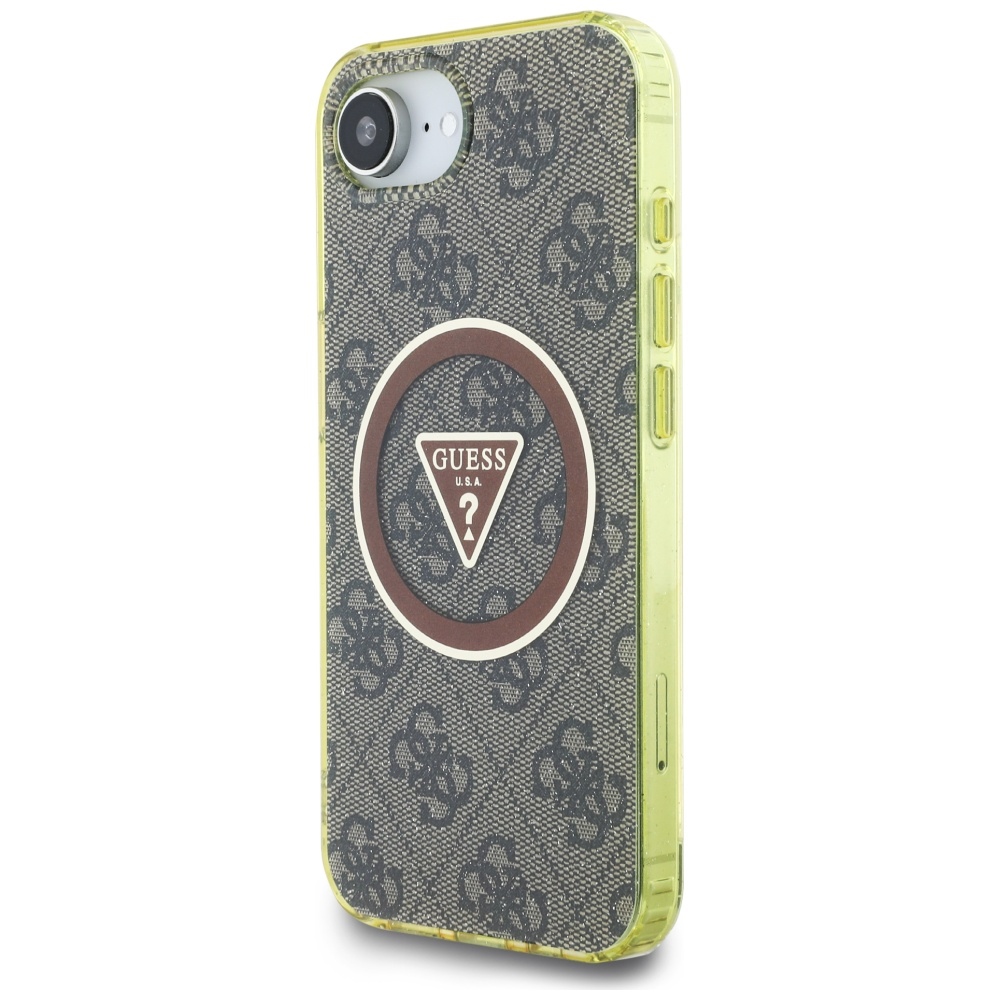 iTok webáruház - Guess Guess IML Metal Glitter 4G Circle Triangle MagSafe tok iPhone 16e (barna) 2 Guess IML Metal Glitter 4G Circle Triangle MagSafe case for iPhone 16e (barna)
