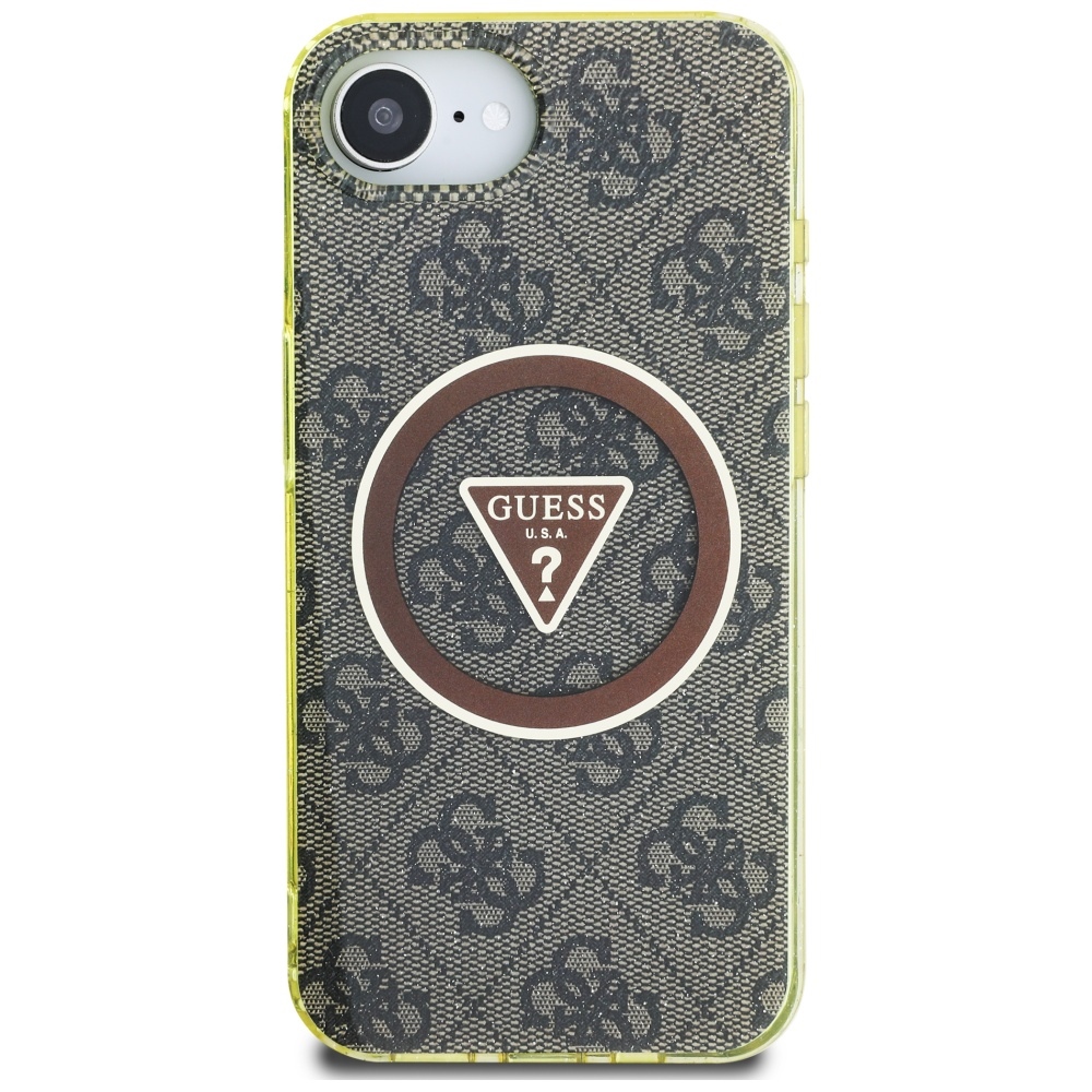 iTok webáruház - Guess Guess IML Metal Glitter 4G Circle Triangle MagSafe tok iPhone 16e (barna) 3 Guess IML Metal Glitter 4G Circle Triangle MagSafe case for iPhone 16e (barna)