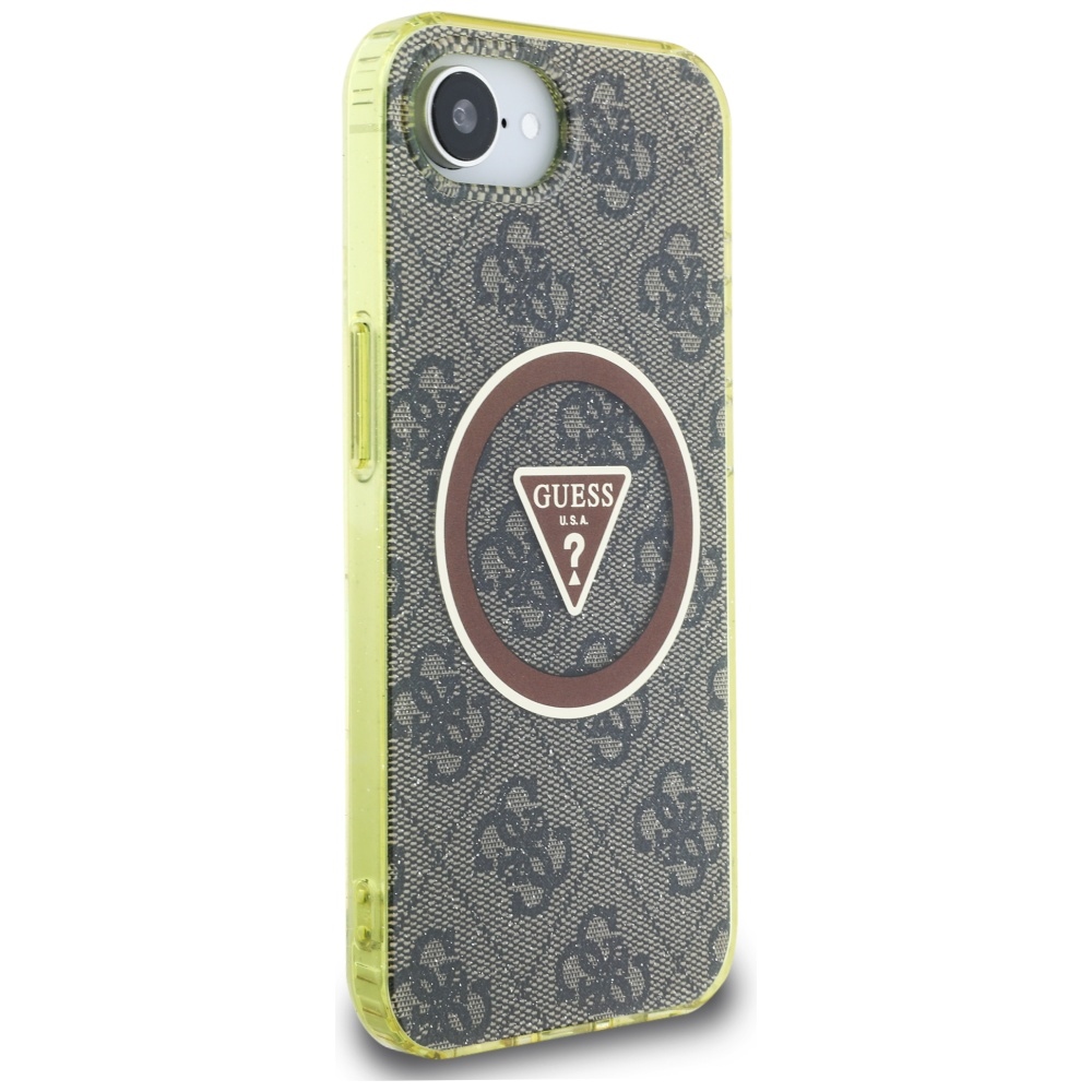 iTok webáruház - Guess Guess IML Metal Glitter 4G Circle Triangle MagSafe tok iPhone 16e (barna) 4 Guess IML Metal Glitter 4G Circle Triangle MagSafe case for iPhone 16e (barna)