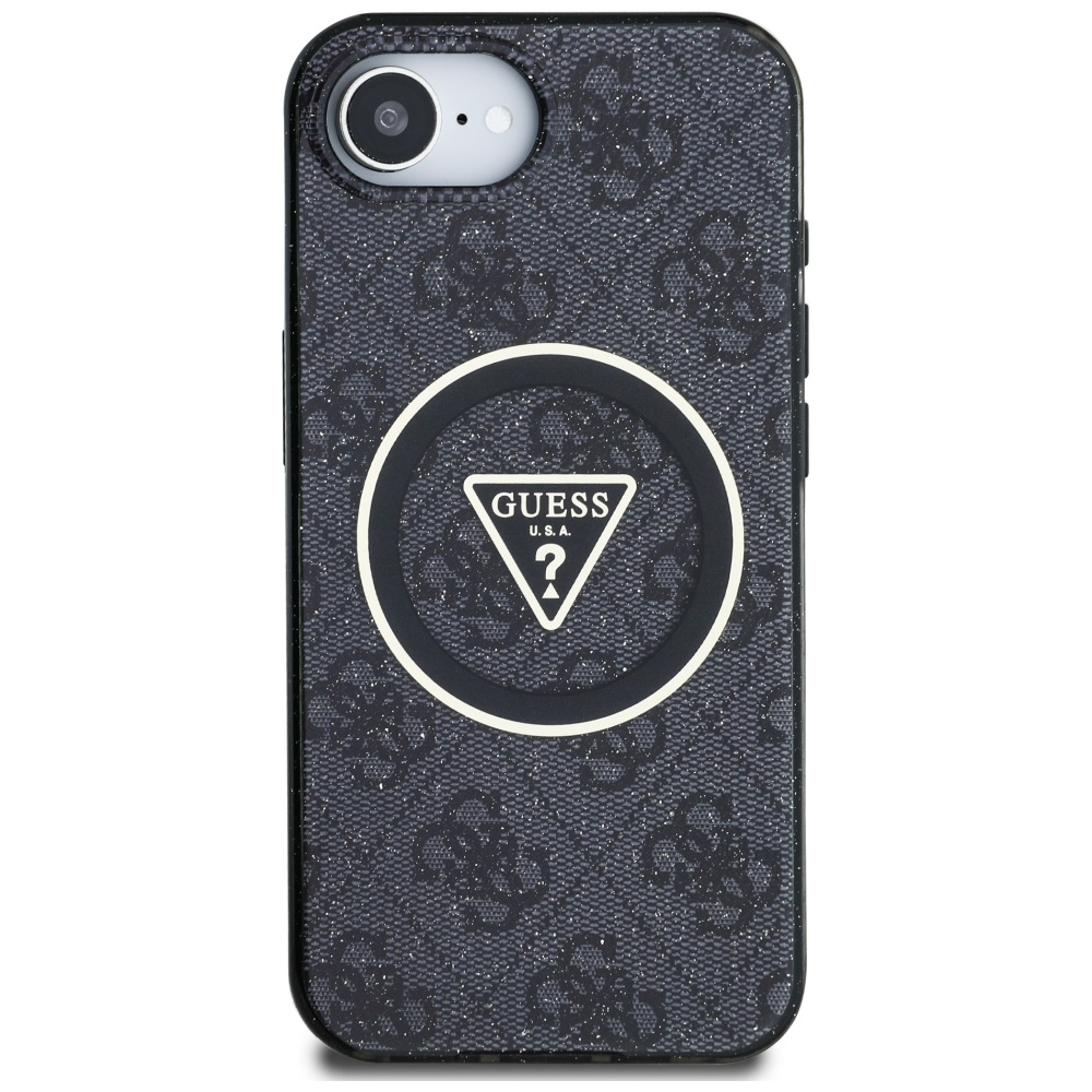 iTok webáruház - Guess Guess IML Metal Glitter 4G Circle Triangle MagSafe tok iPhone 16e-hez (fekete) 3 Guess IML Metal Glitter 4G Circle Triangle MagSafe Case for iPhone 16e (fekete)