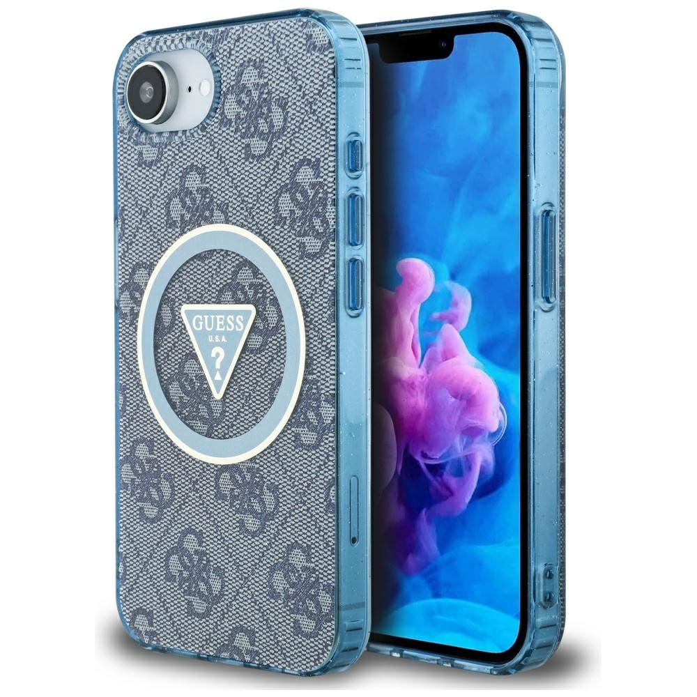 iTok webáruház - Guess Guess IML Metal Glitter 4G Circle Triangle MagSafe tok iPhone 16e készülékhez (kék) 1 Guess IML Metal Glitter 4G Circle Triangle MagSafe Case for iPhone 16e (kék)