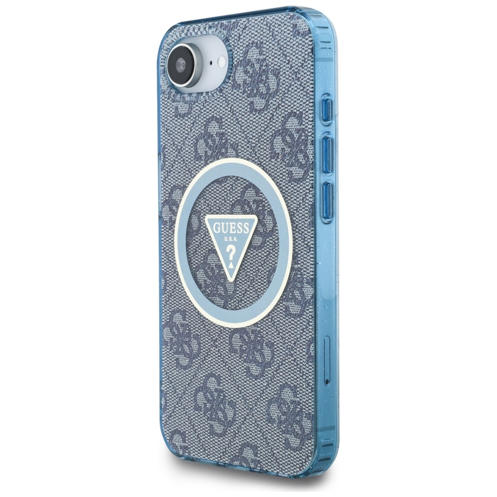 iTok webáruház - Guess Guess IML Metal Glitter 4G Circle Triangle MagSafe tok iPhone 16e készülékhez (kék) 2 Guess IML Metal Glitter 4G Circle Triangle MagSafe Case for iPhone 16e (kék)