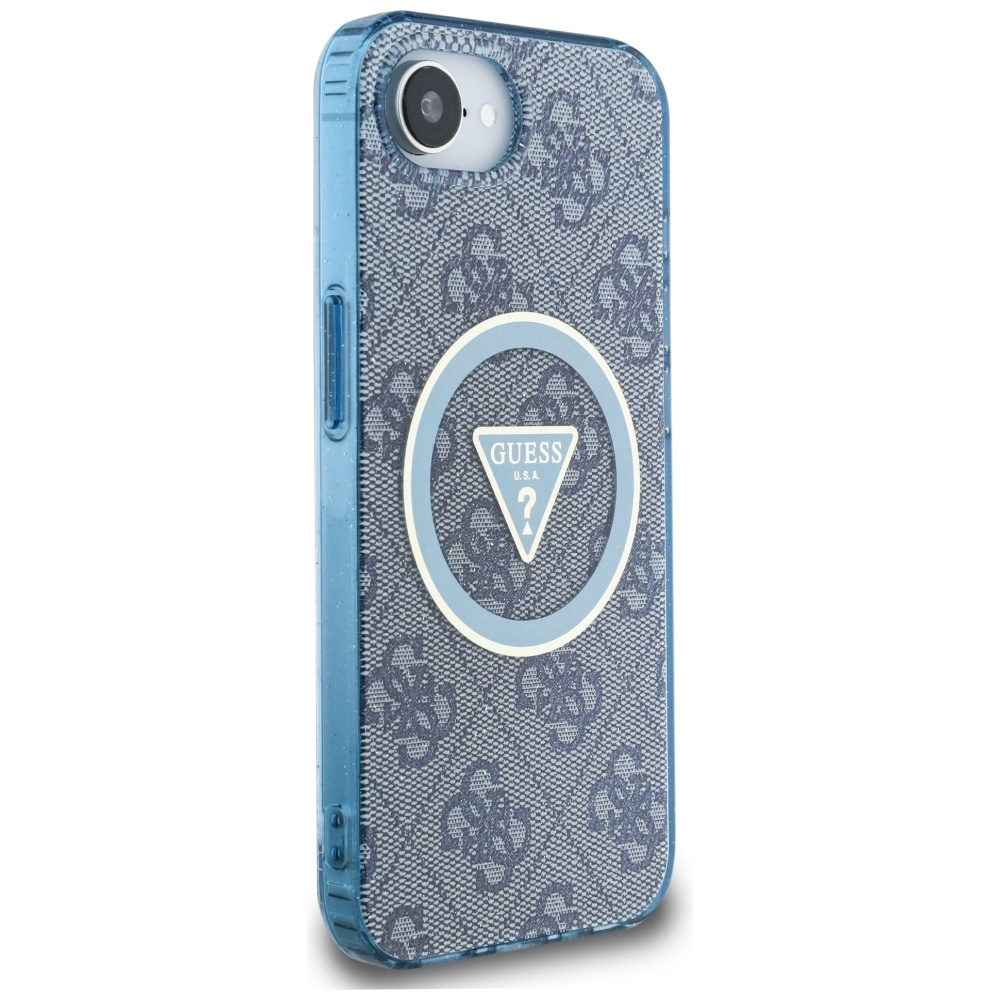 iTok webáruház - Guess Guess IML Metal Glitter 4G Circle Triangle MagSafe tok iPhone 16e készülékhez (kék) 4 Guess IML Metal Glitter 4G Circle Triangle MagSafe Case for iPhone 16e (kék)