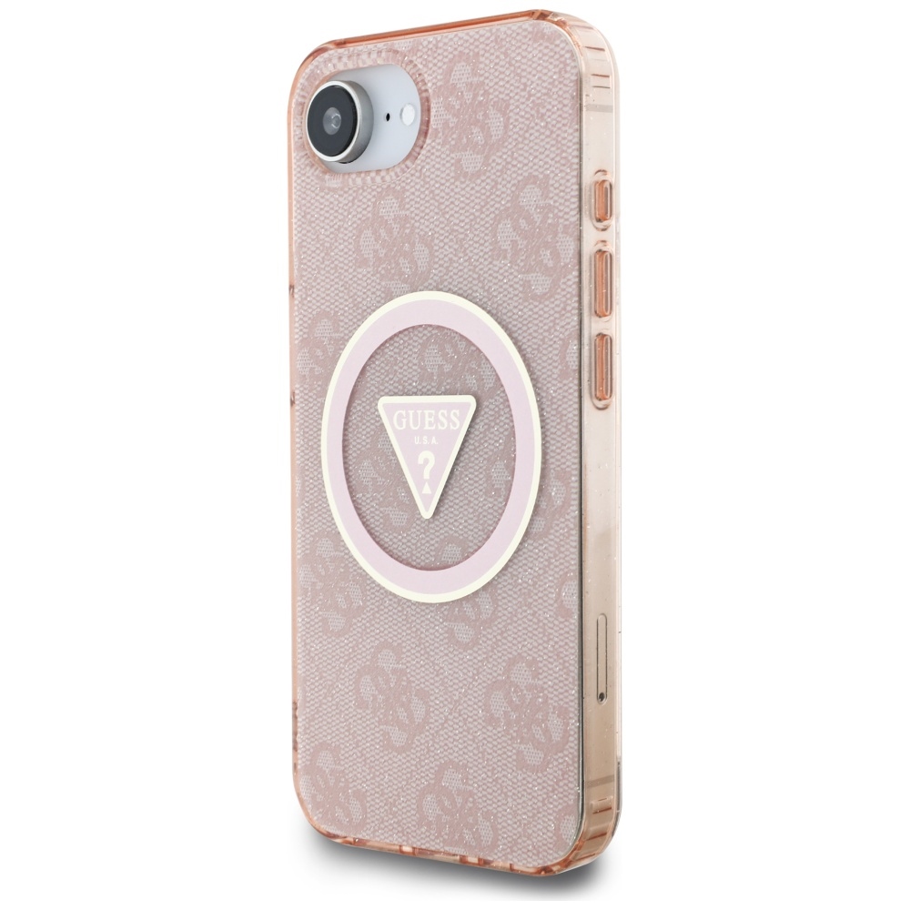 iTok webáruház - Guess Guess IML Metal Glitter 4G Circle Triangle MagSafe tok iPhone 16e készülékhez (rózsaszín) 2 Guess IML Metal Glitter 4G Circle Triangle MagSafe case for iPhone 16e (rózsaszín)