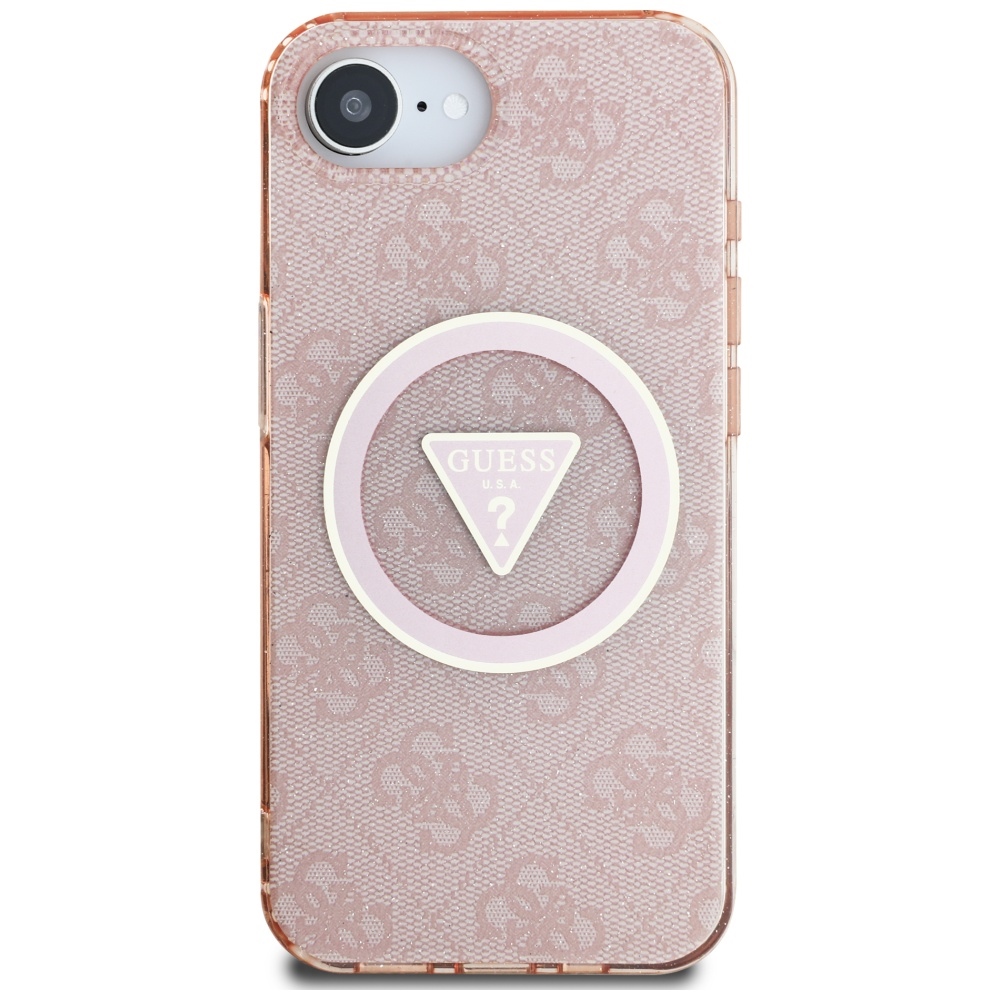iTok webáruház - Guess Guess IML Metal Glitter 4G Circle Triangle MagSafe tok iPhone 16e készülékhez (rózsaszín) 3 Guess IML Metal Glitter 4G Circle Triangle MagSafe case for iPhone 16e (rózsaszín)