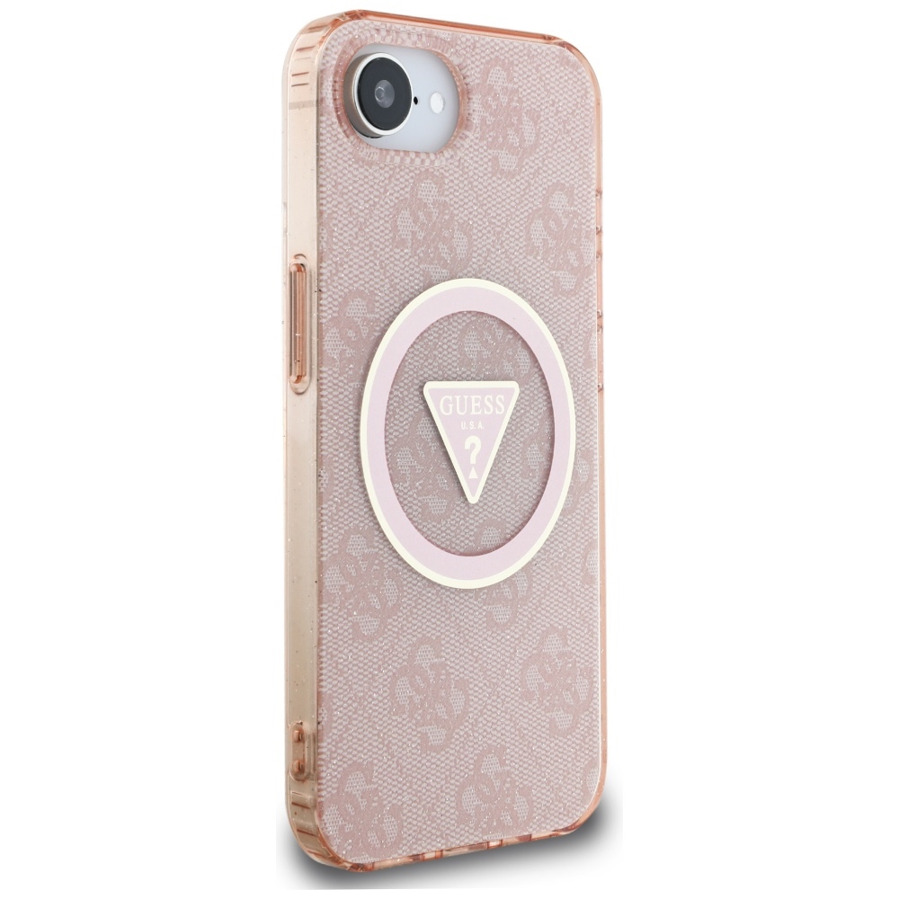 iTok webáruház - Guess Guess IML Metal Glitter 4G Circle Triangle MagSafe tok iPhone 16e készülékhez (rózsaszín) 4 Guess IML Metal Glitter 4G Circle Triangle MagSafe case for iPhone 16e (rózsaszín)