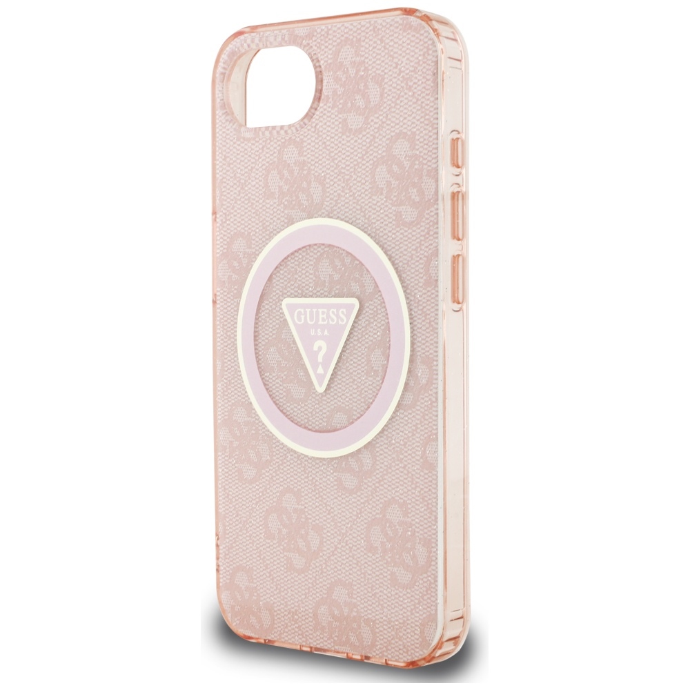 iTok webáruház - Guess Guess IML Metal Glitter 4G Circle Triangle MagSafe tok iPhone 16e készülékhez (rózsaszín) 6 Guess IML Metal Glitter 4G Circle Triangle MagSafe case for iPhone 16e (rózsaszín)