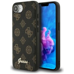 Guess Peony Script Logo MagSafe tok iPhone 16e készülékhez – fekete