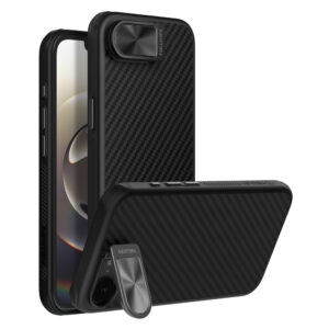 Nillkin CarboProp Magnetic tok kameravédővel és állvánnyal iPhone 16e / 17e készülékhez (fekete)