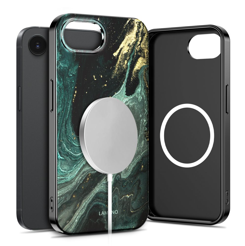 iTok webáruház - Tech-Protect Tech-Protect Lamano MagSafe tok iPhone 16e / 17e készülékhez (fekete és zöld) 2 Tech-Protect Lamano MagSafe Case for iPhone 16e / 17e (fekete és zöld)