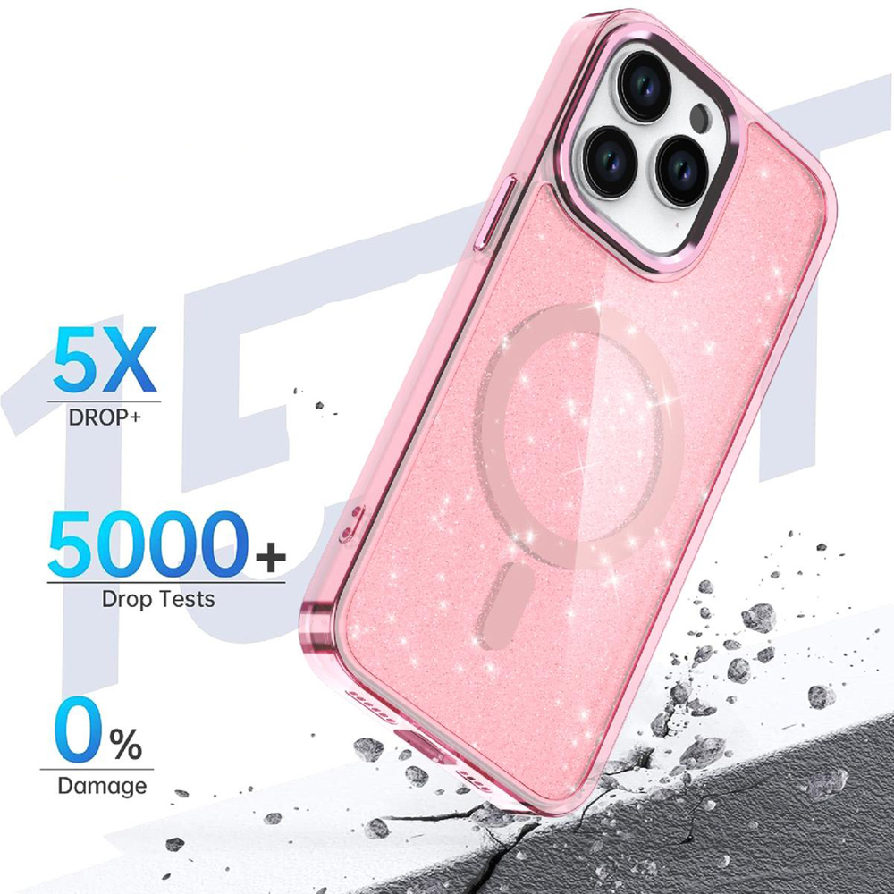 iTok webáruház - Hurtel Glitter Case MagSafe tok iPhone 16 Pro készülékhez (csillámos rózsaszín) 5 Glitter Case MagSafe for iPhone 16 Pro (csillámos rózsaszín)