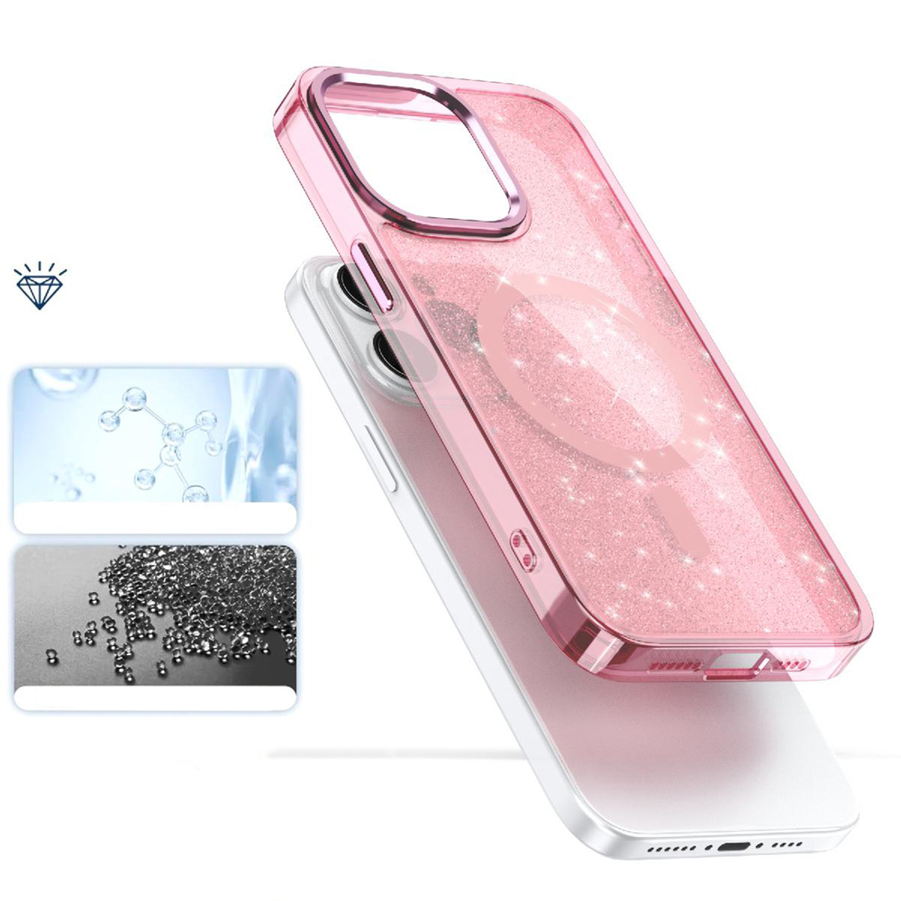iTok webáruház - Hurtel Glitter Case MagSafe tok iPhone 16 Pro készülékhez (csillámos rózsaszín) 8 Glitter Case MagSafe for iPhone 16 Pro (csillámos rózsaszín)