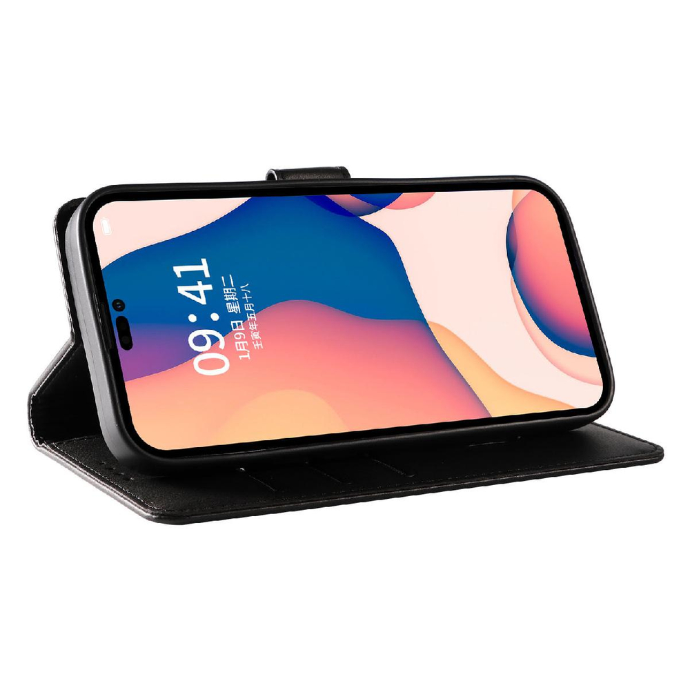 iTok webáruház - Hurtel Leather Book Case tok iPhone 16 Pro készülékhez (fekete) 4 Leather Book Case for iPhone 16 Pro (fekete)
