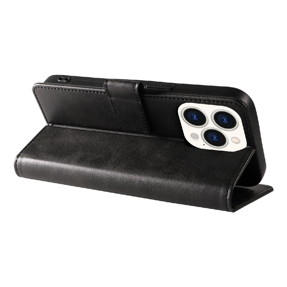 iTok webáruház - Hurtel Leather Book Case tok iPhone 16 Pro készülékhez (fekete) 5 Leather Book Case for iPhone 16 Pro (fekete)