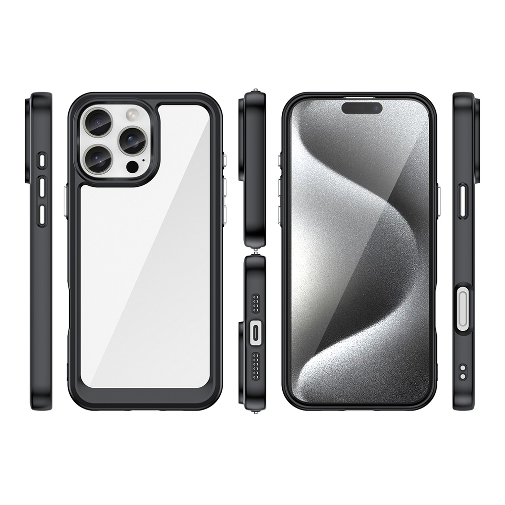 iTok webáruház - Hurtel Outer Space Case gélkeretes tok iPhone 16 Pro készülékhez (fekete) 2 Outer Space Case with Gel Frame for iPhone 16 Pro (fekete)